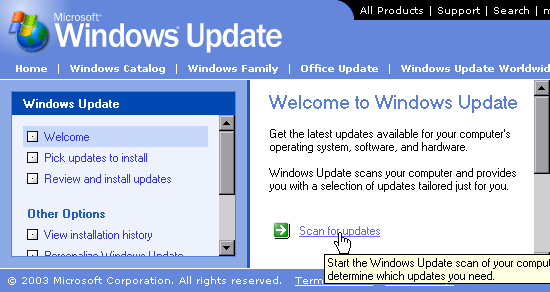 Initial Window Update Screenshot